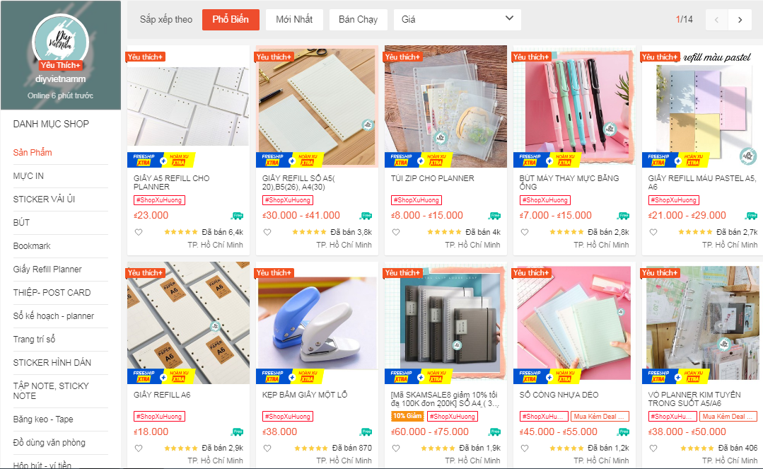 Cửa hàng bán đồ dùng học tập trên shopee